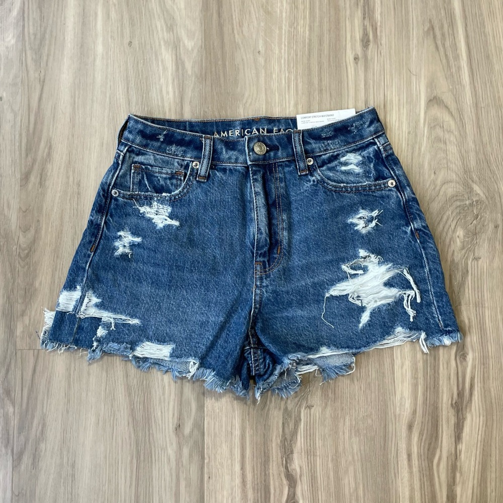 American Eagle Distressed Denim Mom Shorts